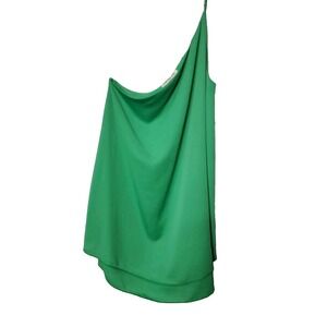 Impressions Top Blouse Green One Shoulder Sz M Layered Long Women